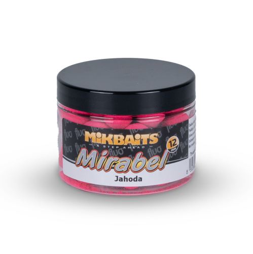 Mikbaits Fluo boilies Mirabel Jahoda 150ml 12mm