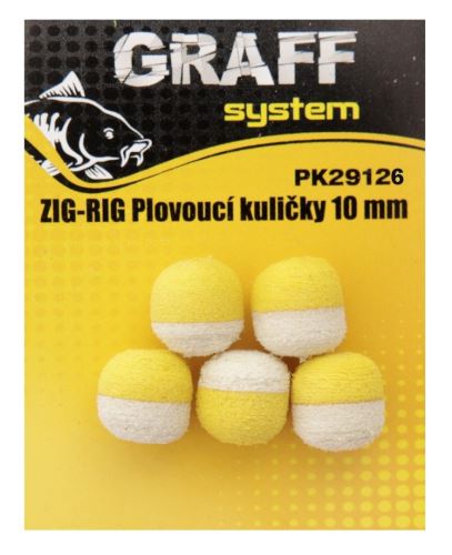 Graff Zig-Rig Plovoucí kuličky 10mm Žlutá/Bílá