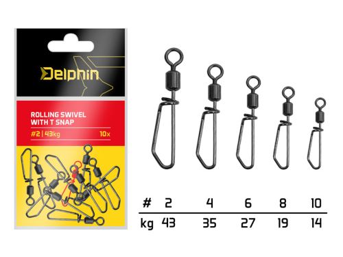 Delphin Karabinka s obratlíkem Rolling swivel with T snap