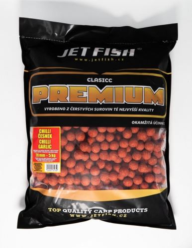 Jet Fish Boilies Premium Clasicc Chilli/Česnek 5kg 20mm