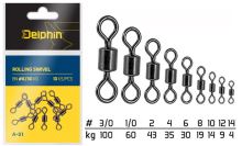 Delphin Obratlík Rolling Swivel A-01 Velikost 2 43kg 10ks