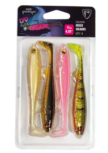 FOX Rage Gumová nástraha Slick Shad 11cm Mixed UV Colour Pack 4ks