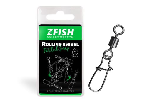 Zfish Obratlík s karabinou Rolling Swivel & Fastlock Snap