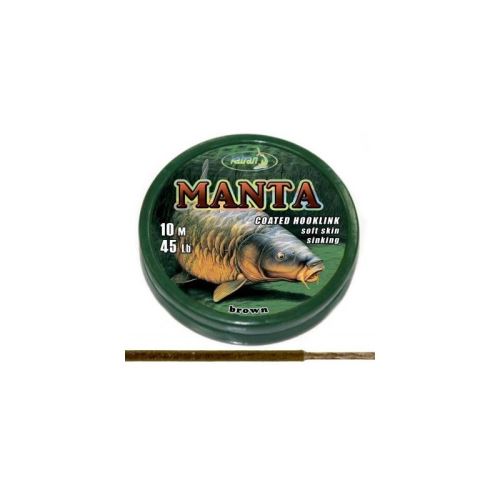 Katran Šňůrka Coated Braided Hook Link Manta Brown 10m 45lb 20,5kg