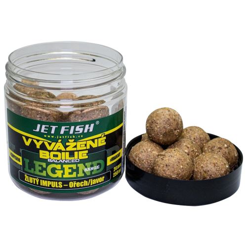 Jet Fish Vyvážené boilie Legend Žlutý impuls + Ořech/Javor 250ml 20mm