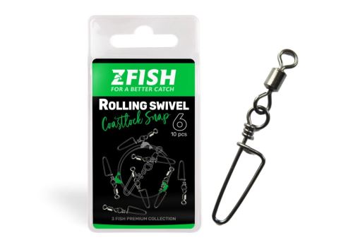 Zfish Obratlík s karabinou Rolling Swivel & Coastlock Snap