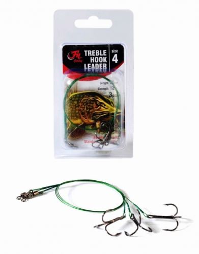 Fil Fishing Lanko Treble Hook Leader Velikost 2 15kg 30cm 3ks