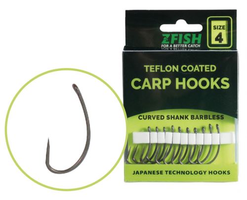 Zfish Háček Teflon Hooks Curved Shank Barbless