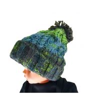 R-SPEKT Dětský kulich Maxi PomPom Beanie Šedozelený (2)