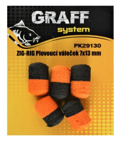 Graff Zig-Rig Plovoucí váleček 7x13mm Černá/Oranžová 5ks