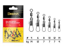 Delphin Karabinka s obratlíkem Rolling swivel with interlock snap Velikost 6 12kg 10ks