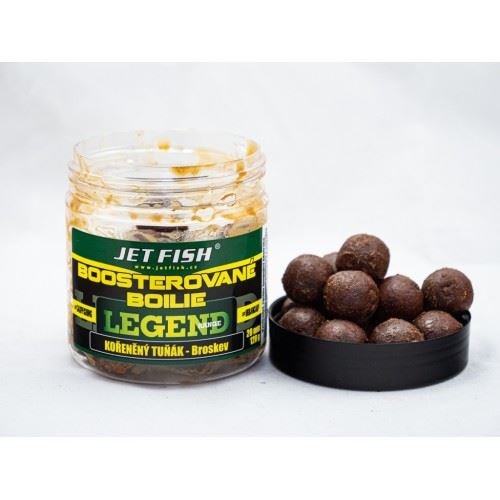 Jet Fish Boosterované boilie Legend Kořeněný tuňák + Broskev 250ml 20mm