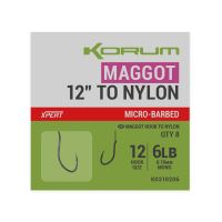 KORUM Návazec Maggot Hook To Nylon Barbed Velikost 16 8ks