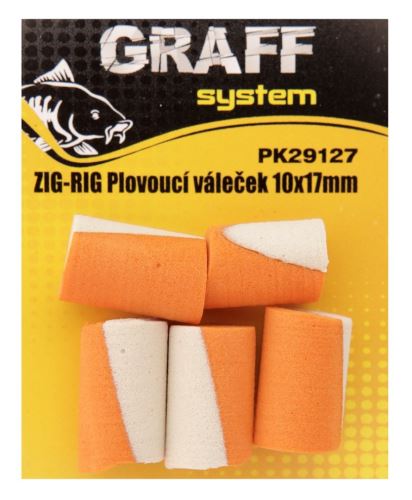 Graff Zig-Rig Plovoucí váleček 10x17mm Bílá/Ornažová 5ks