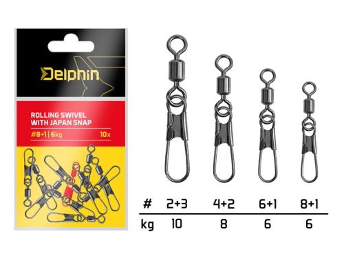 Delphin Karabinka s obratlíkem Rolling swivel with Japan snap