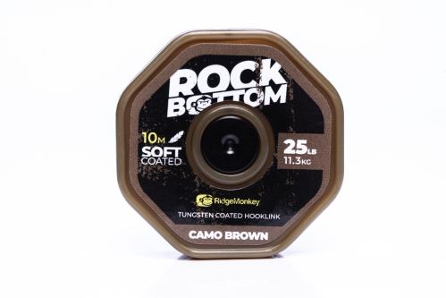 RidgeMonkey Šňůrka Connexion Rock Bottom Tungsten Coated Soft Hooklink 10m 25lb Camo Brown