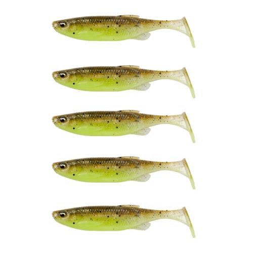 Savage Gear Gumová nástraha Fat Minnow T-Tail 9cm 7g Green Pearl Yellow 5ks