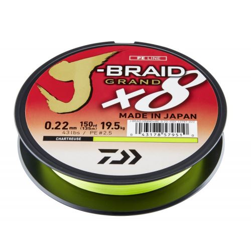 Daiwa Šňůra J-Braid Grand X8 Chartreuse 135m