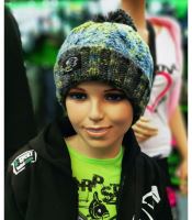 R-SPEKT Dětský kulich Maxi PomPom Beanie Šedozelený (6)