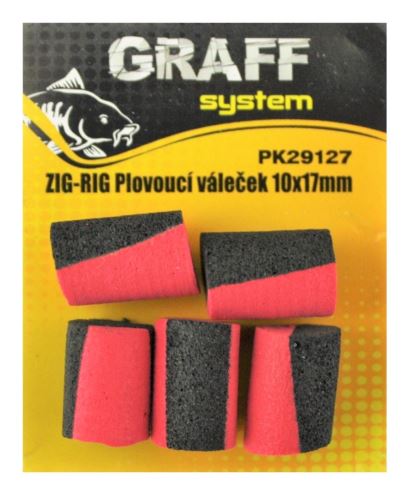 Graff Zig-Rig Plovoucí váleček 10x17mm Černá/Červená 5ks